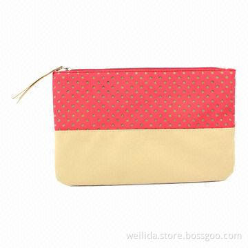 PU cosmetic pouch with die cutting pattern
